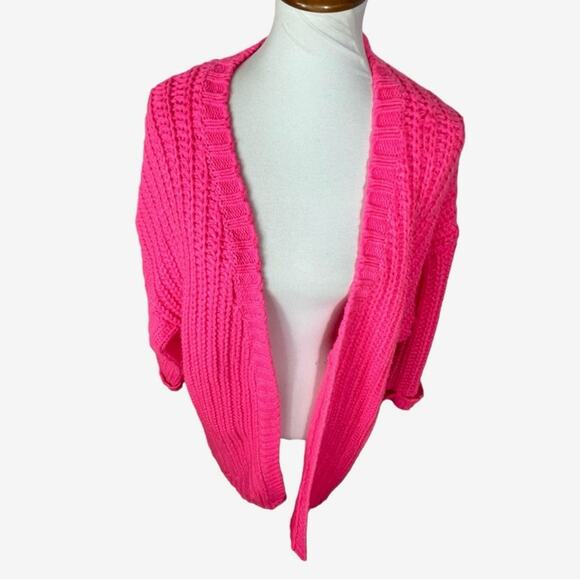 Silence + Noise Pink Chunky Shaker Knit Ally Cardigan Urban Outfitters O/S - Picture 3 of 8